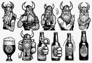 Viking drinking beer tattoo idea