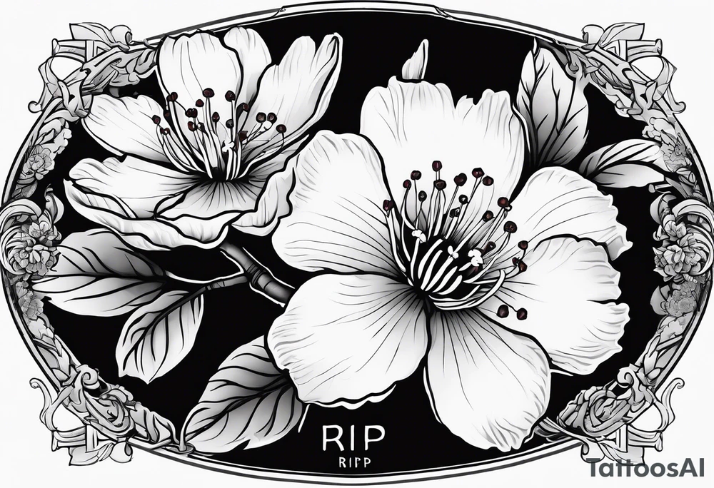 Cherry Blossom with the words RIP Andrew tattoo idea