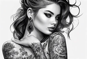 Girl with big giant boobs tattoo idea