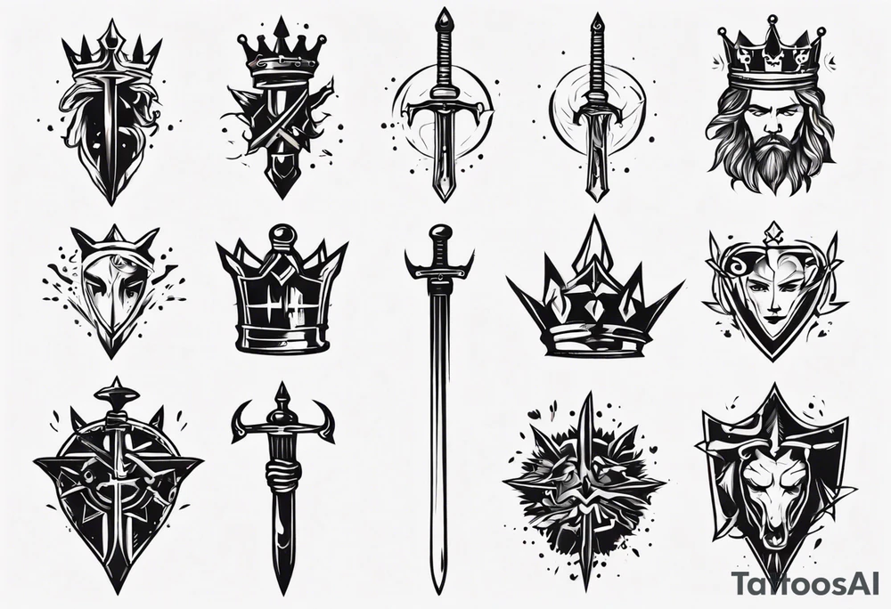Sword and crowns tattoo idea