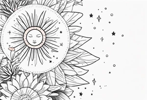 fine line with sun, stars, floral, dots, cactus
. Sternum tattoo tattoo idea