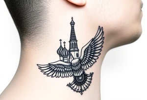 St. George 
Russian imperial crown above the eagle
Russian sabre
The Kremlin or St. Basil's Cathedral scene 
on the side of my neck tattoo idea