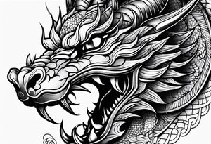 left side profile of a chinese dragon face tattoo idea
