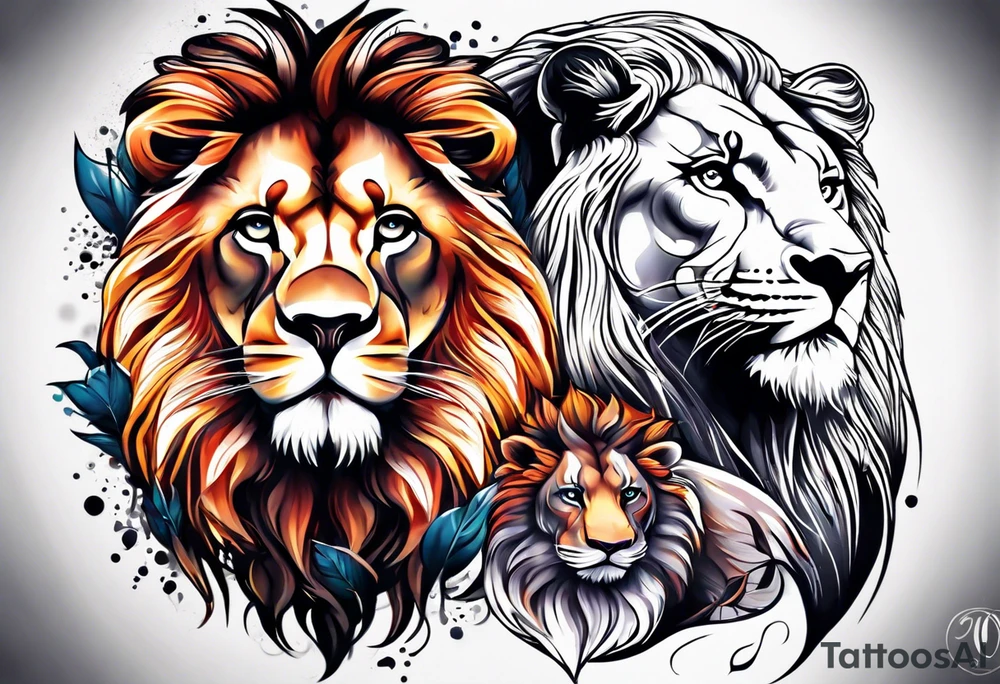 Leo couple animals tattoo idea