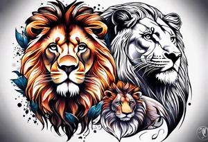 Leo couple animals tattoo idea