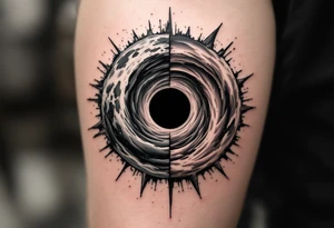 2 different worlds on each side of a black hole tattoo idea