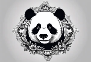 A black and white panda bear head zoomed in tattoo idea