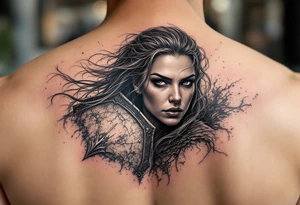 Shield maiden face ready to fight tattoo idea