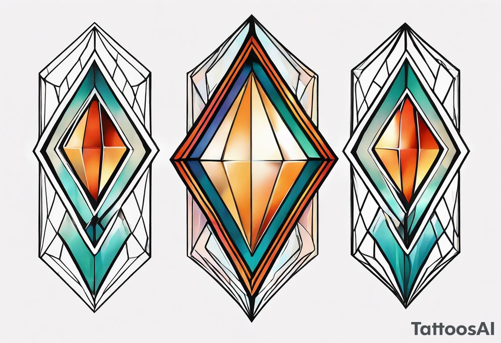 simple line tattoo of geometric elongated diamond split down the middle vertically into 2 mirror image shapes tattoo idea