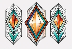 simple line tattoo of geometric elongated diamond split down the middle vertically into 2 mirror image shapes tattoo idea