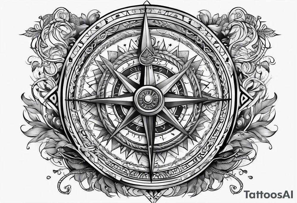 Viking longship, norse compass, Yggdrasil tattoo idea