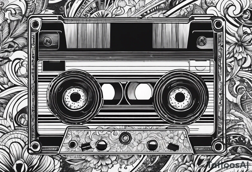 Retro cassette with notes. tattoo idea