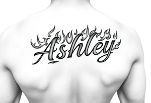 Name
Tattoo: ASHLEY in script flames tattoo idea