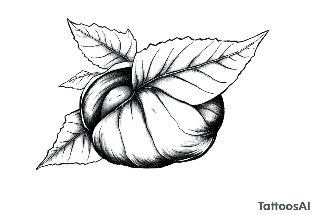 A hazelnut with leave tattoo idea
