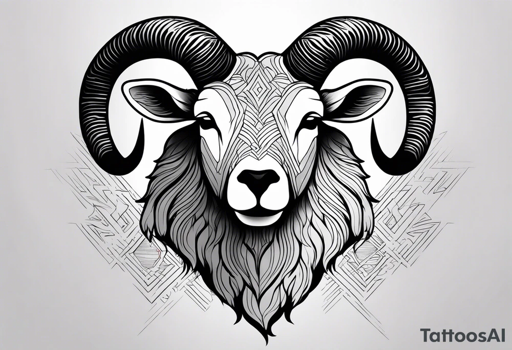 Black sheep with horns and angles for arm tattoo tattoo idea