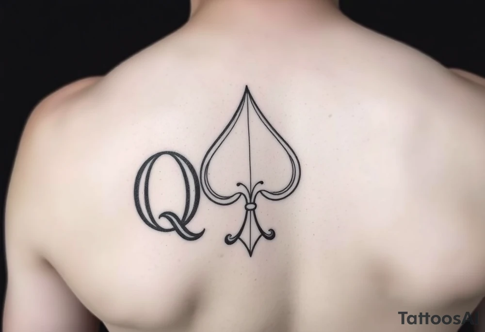a Q and a spade sketch tattoo idea