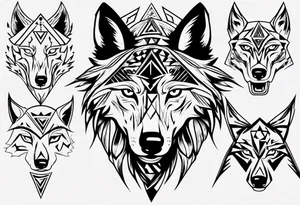 wolf head with a triangle on forehead tattoo idea