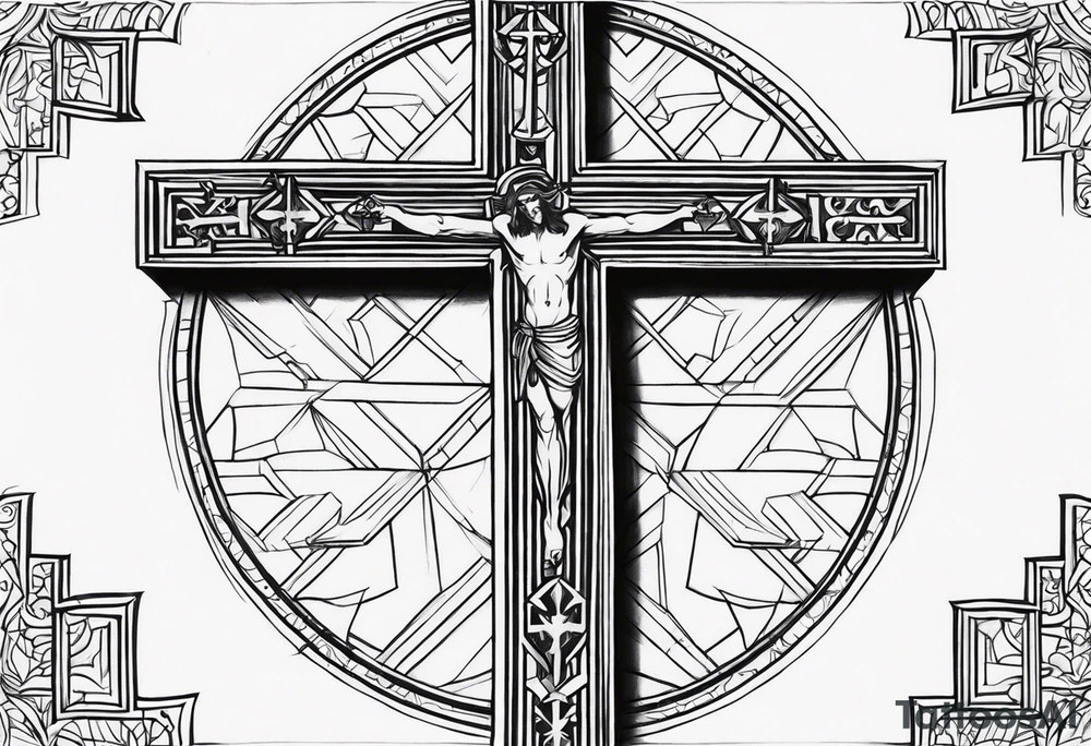 cross, god, walking, angles tattoo idea