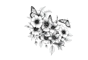Flowers and butterflies tattoo idea