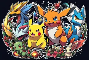 small pokemon x digimon tattoo idea