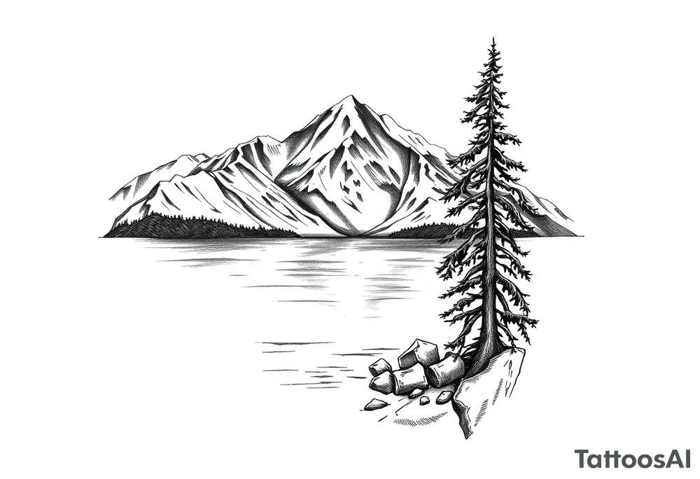 Lake Tahoe vertical image tattoo idea