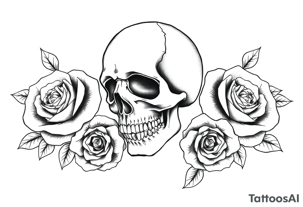 skull and roses tattoo idea