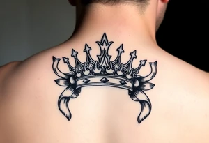 crown 
pierced with flowing ribbons princess crown festhers tattoo idea