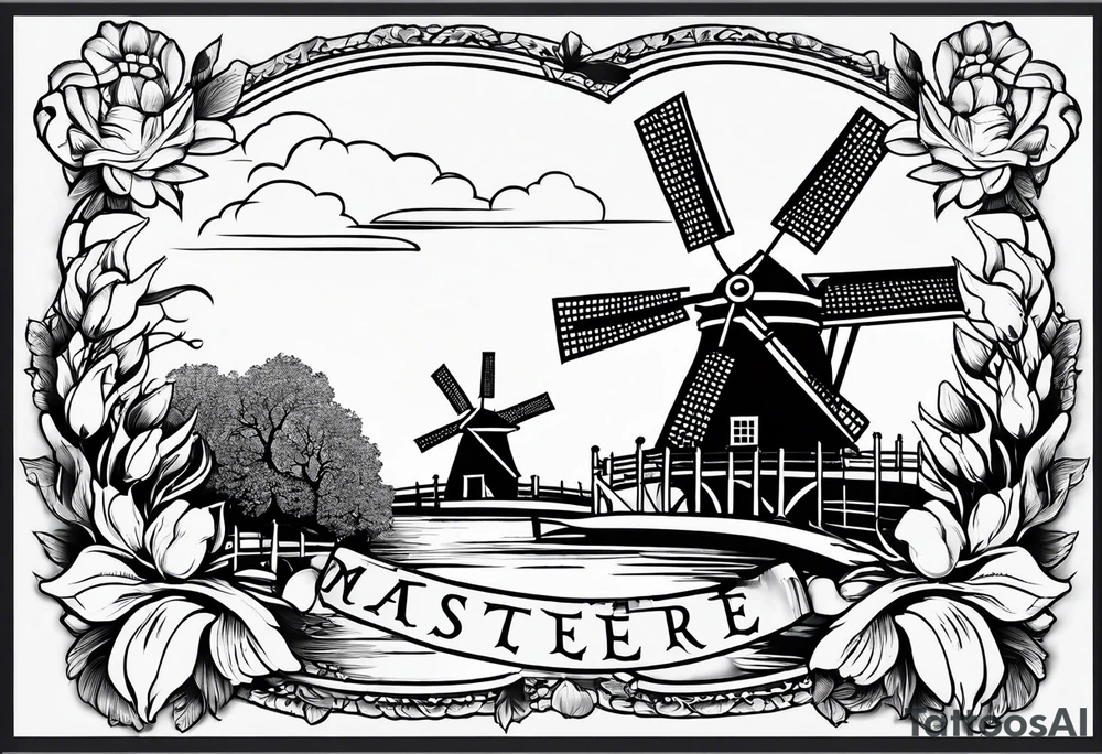 Dutch lineage/heritage tattoo using either the dutch republic lion, windmills, tulips or a combination. Keep it simple and more gothic tattoo idea