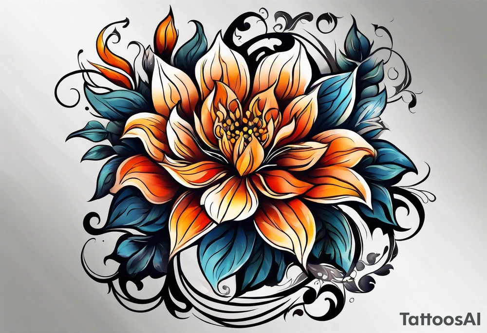 Flower fire for a male tattoo tattoo idea