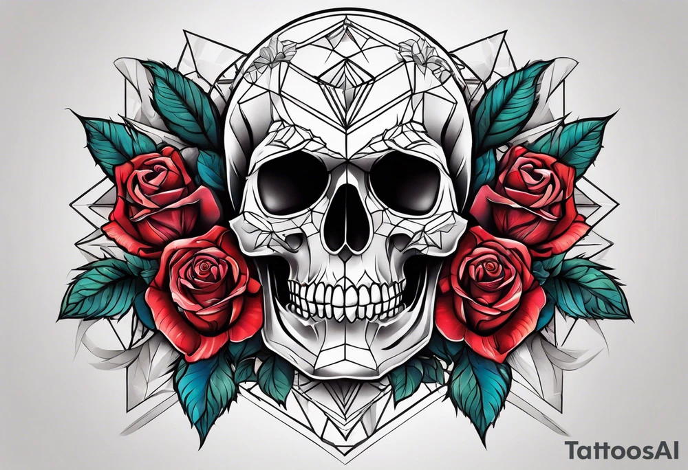 skull and roses tattoo idea