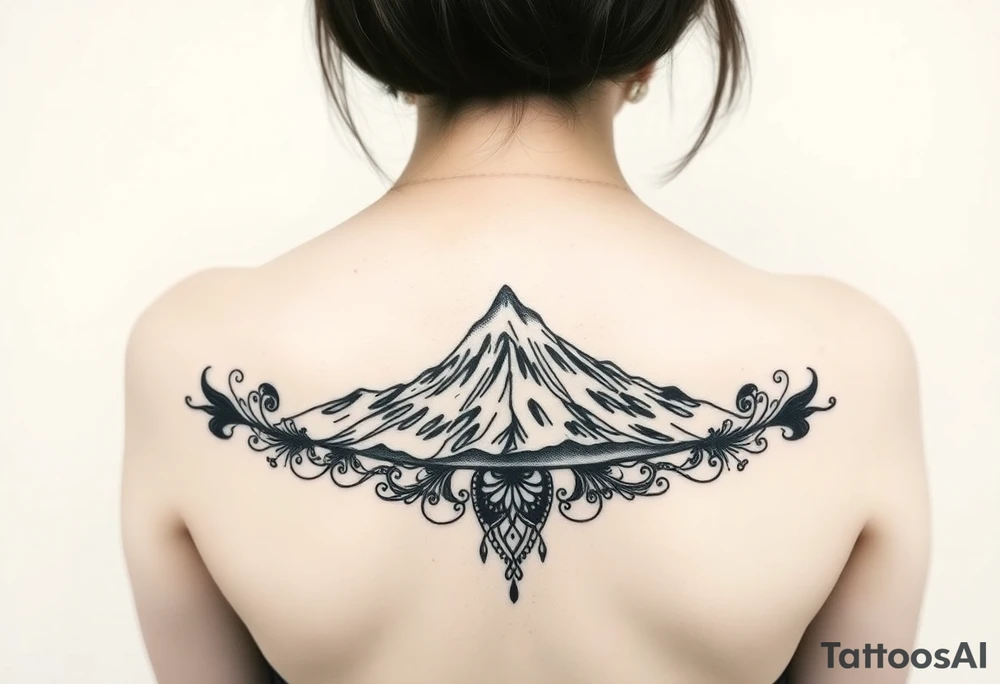Traditional Mt Taranaki chest tattoo tattoo idea