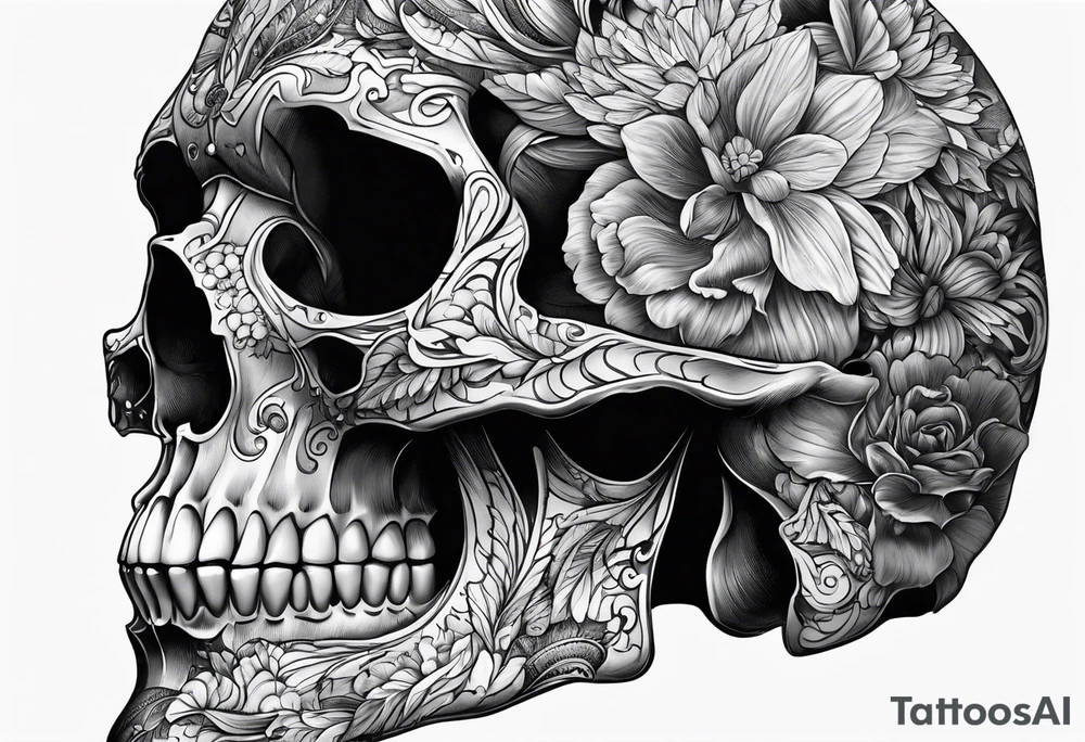 Male partial skull side view tattoo idea