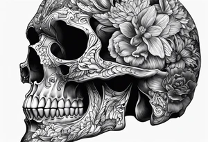 Male partial skull side view tattoo idea