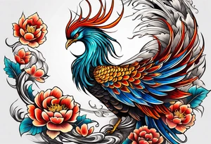 traditional Japanese phoenix no background tattoo idea