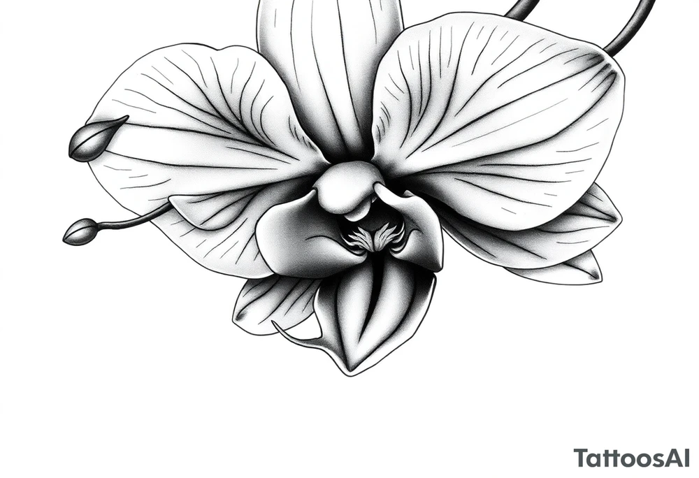Orchid realistic with a mix with vagina tattoo idea
