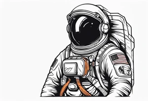an astronaut in rock painting style tattoo idea