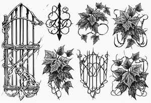 chain link fence with pointy ivy tattoo idea