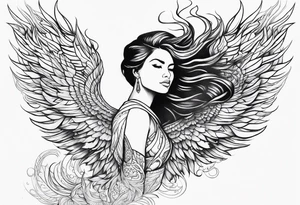 Woman rising like the phoenix tattoo idea