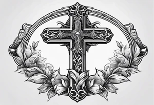 Small cross with a sword tattoo idea