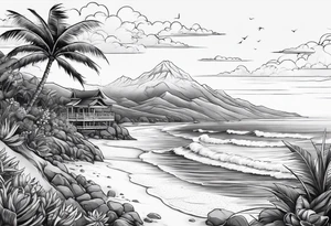 Heavenly Beach Coastal View tattoo idea