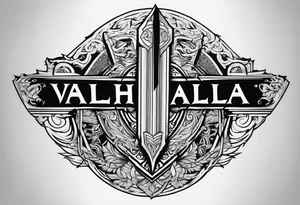 Valhalla fire sword shield stairs tattoo idea