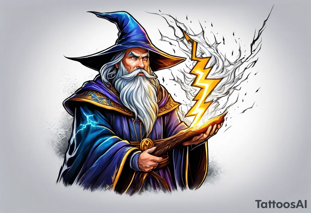 wizard with lightning tattoo idea