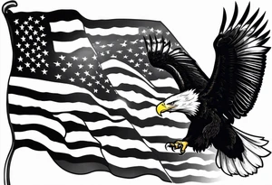 hanging flag with eagles flying unde tattoo idea