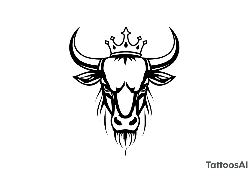 Bull symbol with crown tattoo idea