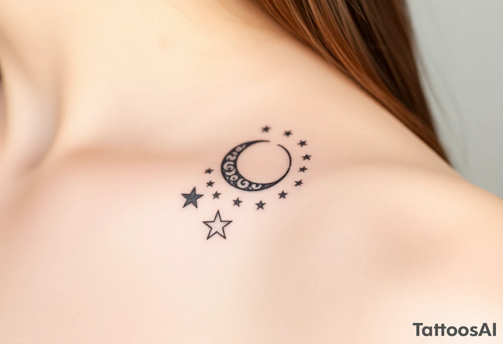 Stars and moon tattoo idea