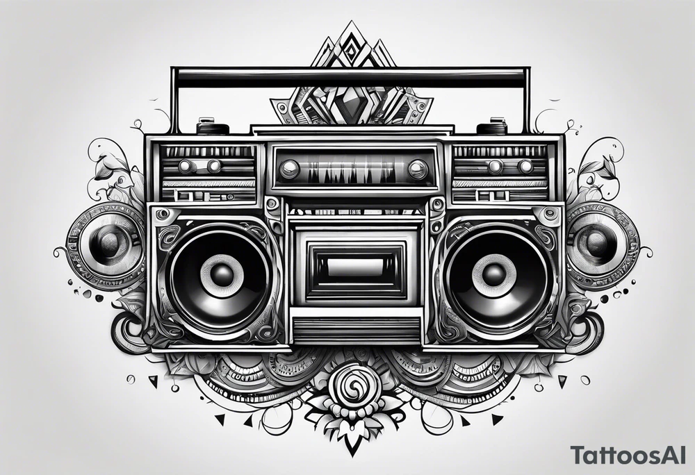 Boombox rollerskates tattoo idea