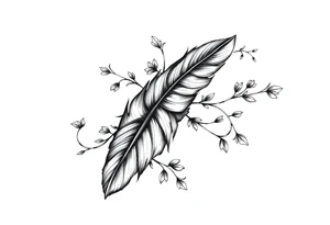 Feather with vine tattoo idea