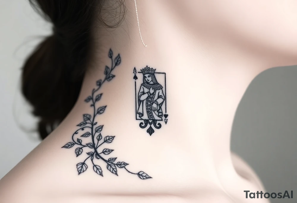 Queen of spades surrounded by ivy tattoo idea