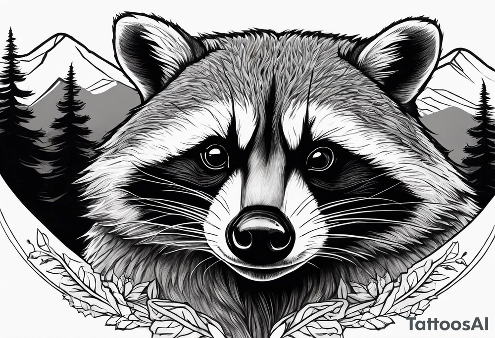 Mountains, racoon eyes underneath tattoo idea