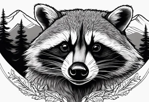 Mountains, racoon eyes underneath tattoo idea